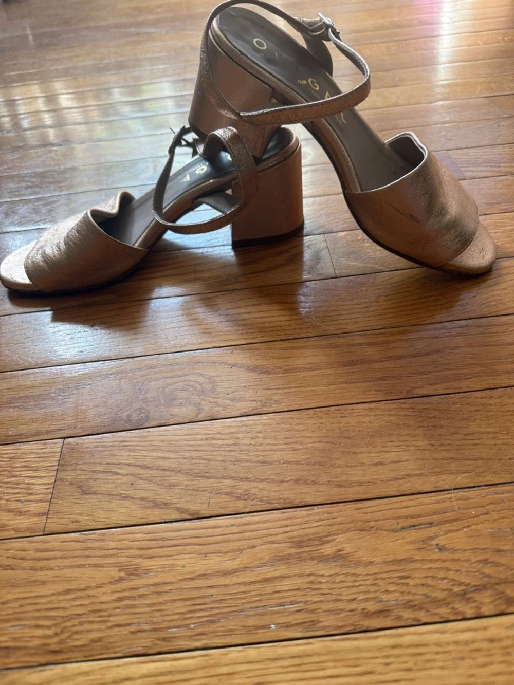 Ouigal Italian Pink Sparkly Block Heel Sandals - Women